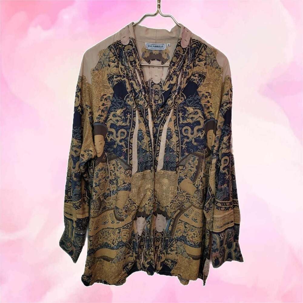 Escadrille Vintage Imperial Portrait Graphic Print Button Down Shirt